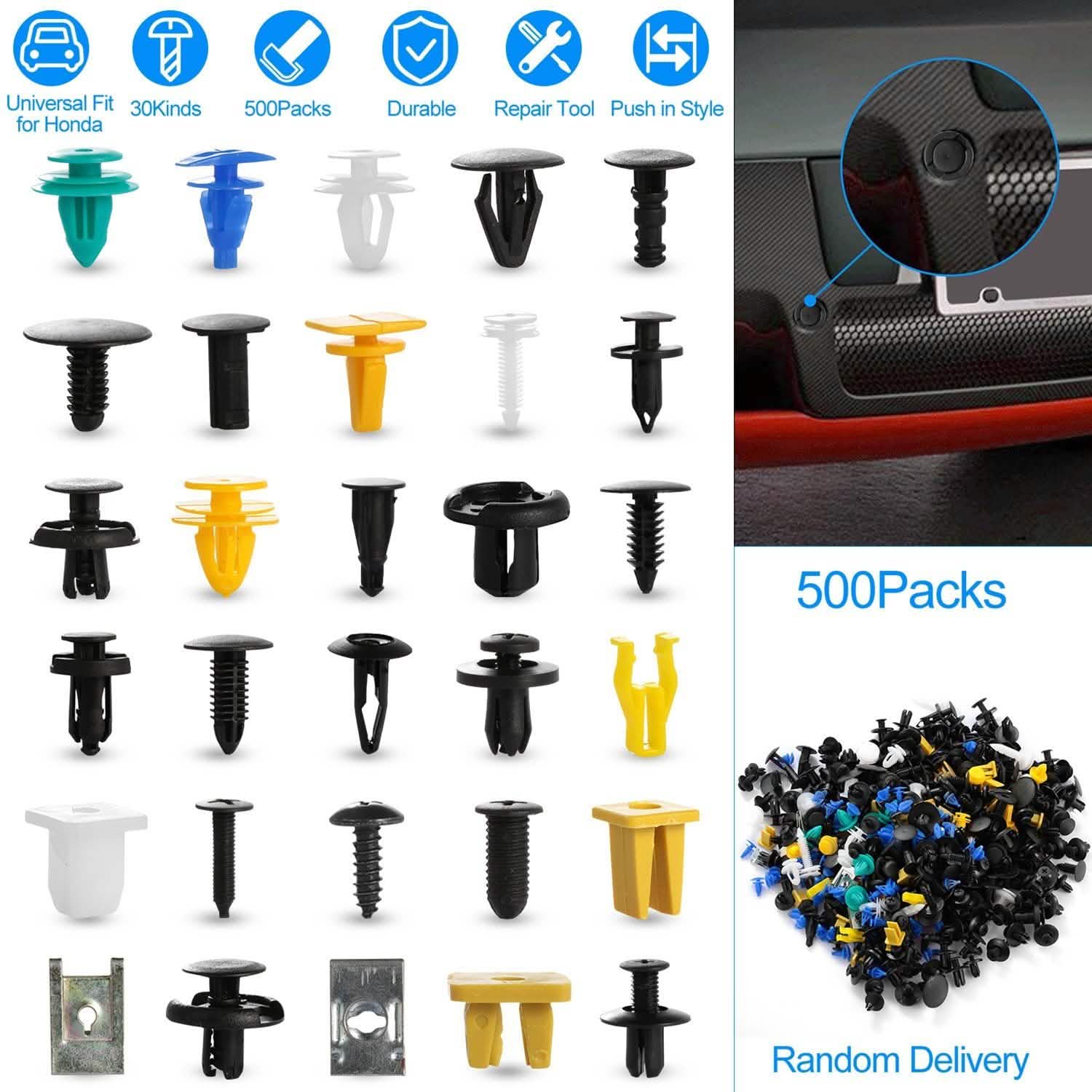 500-Pieces: 30 Kinds Bumper Fastener Rivets Automotive - Tophatter Daily Deals