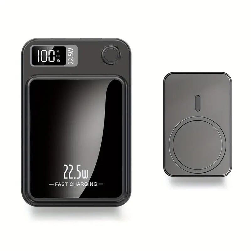 5000mAh Magnetic Wireless Charging Bank 22.5W Fast Charging Black Power Bank - Tophatter Daily Deals