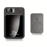 5000mAh Magnetic Wireless Charging Bank 22.5W Fast Charging Black Power Bank - Tophatter Daily Deals