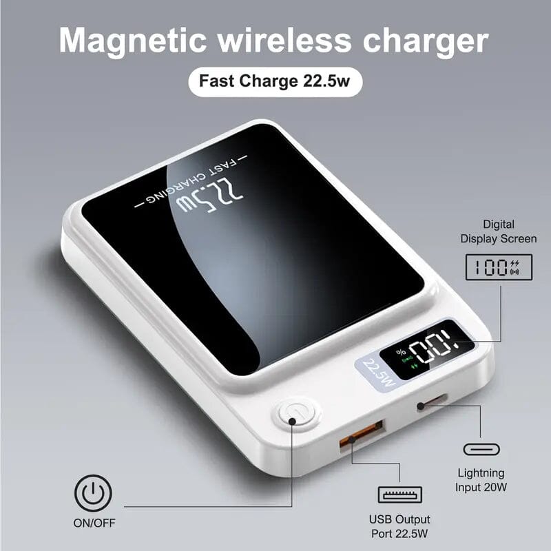 5000mAh Magnetic Wireless Charging Bank 22.5W Fast Charging Power Bank - Tophatter Daily Deals