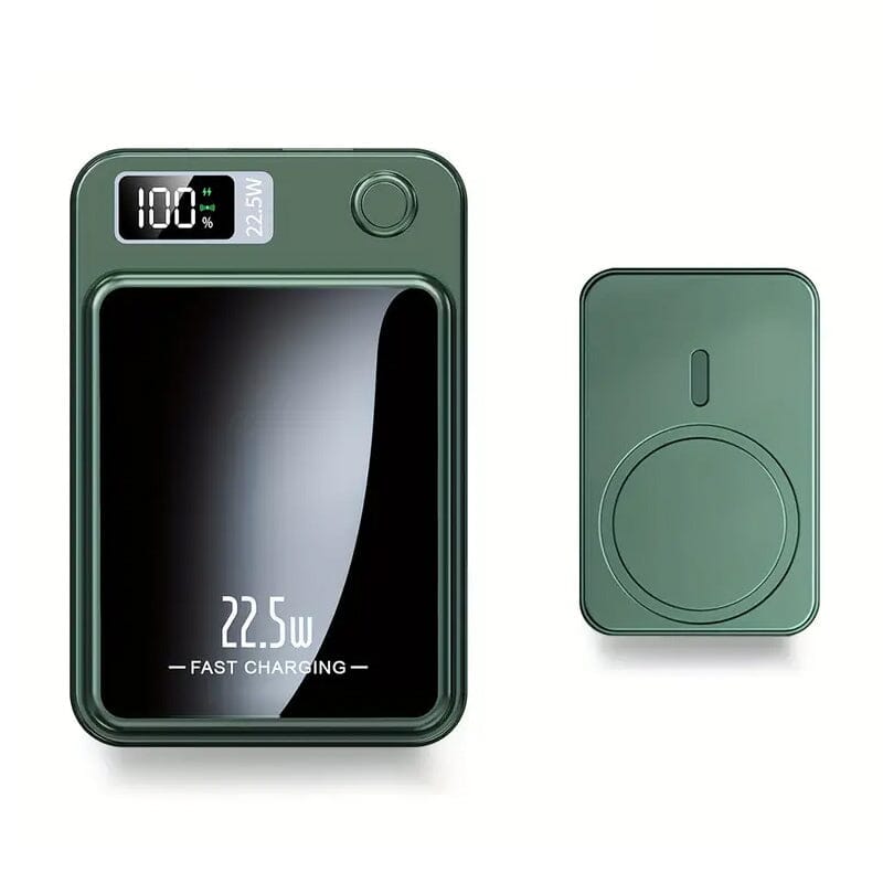5000mAh Magnetic Wireless Charging Bank 22.5W Fast Charging Green Power Bank - Tophatter Daily Deals