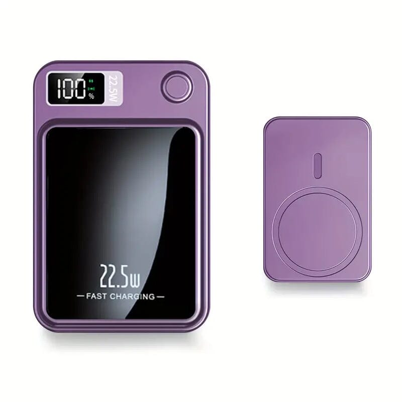 5000mAh Magnetic Wireless Charging Bank 22.5W Fast Charging Purple Power Bank - Tophatter Daily Deals