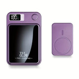 5000mAh Magnetic Wireless Charging Bank 22.5W Fast Charging Purple Power Bank - Tophatter Daily Deals