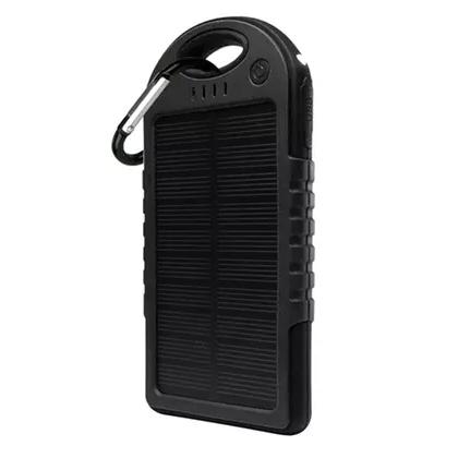 5,000mAh Water-Resistant Solar Smartphone Charger Black Power Bank - Tophatter Daily Deals
