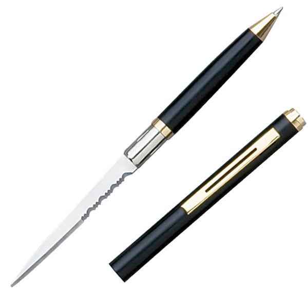 Elegant Ink Pen Knife with Partially Serrated Edge Black - TOPHATTER'S ARMORY DEALS Collectible Weapons - Tophatter Daily Deals