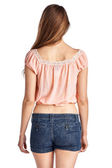 Women's Aztec Floral Embroidered Bell Sleeve Crop Top Tops - Tophatter Daily Deals