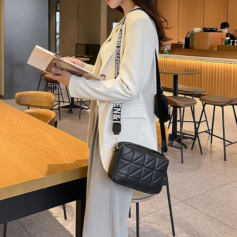 2Pcs Rhombus Shoulder Bag With Wallet Letter Print Wide Shoulder Strap Small Square Bag Large Capacity Cell Phone Crossbody Bags 4 - Tophatter Daily Deals