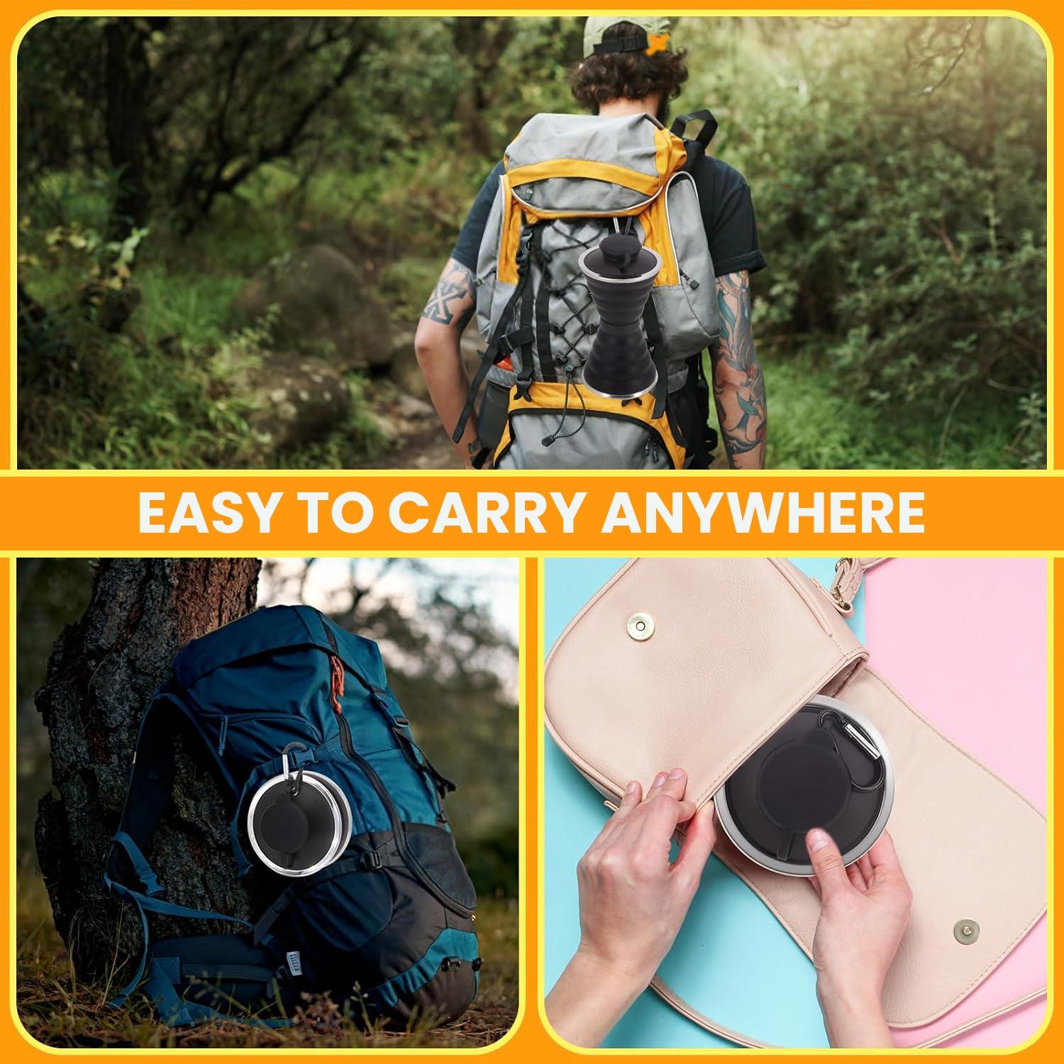 Foldable Drink Bottle - 500ml Silicone Water Bottle BPA Free Soft Flask Sports & Outdoor - Tophatter Daily Deals