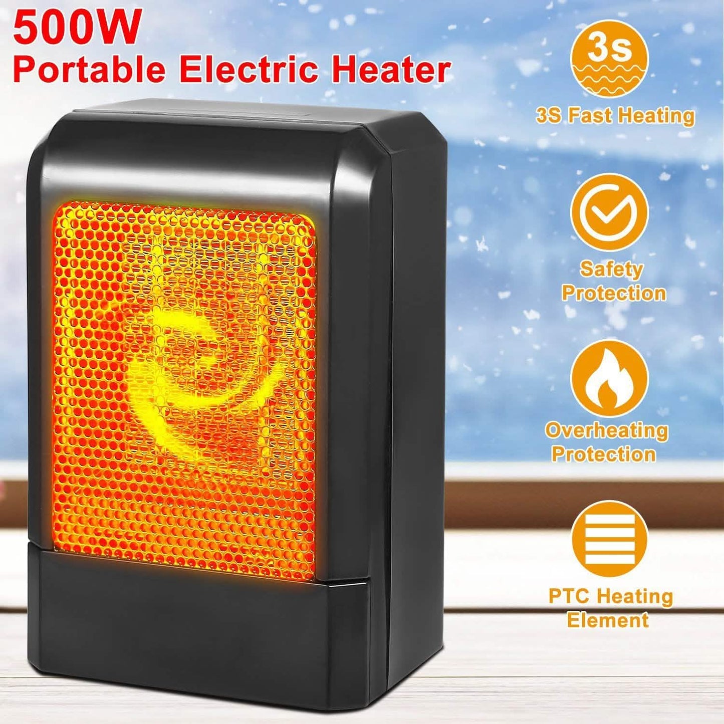 500W Ceramic Portable Electric Heater Household Appliances - Tophatter Daily Deals