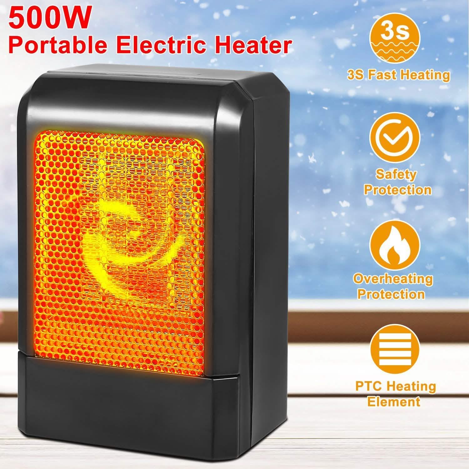 500W Ceramic Portable Electric Heater Household Appliances - Tophatter Daily Deals