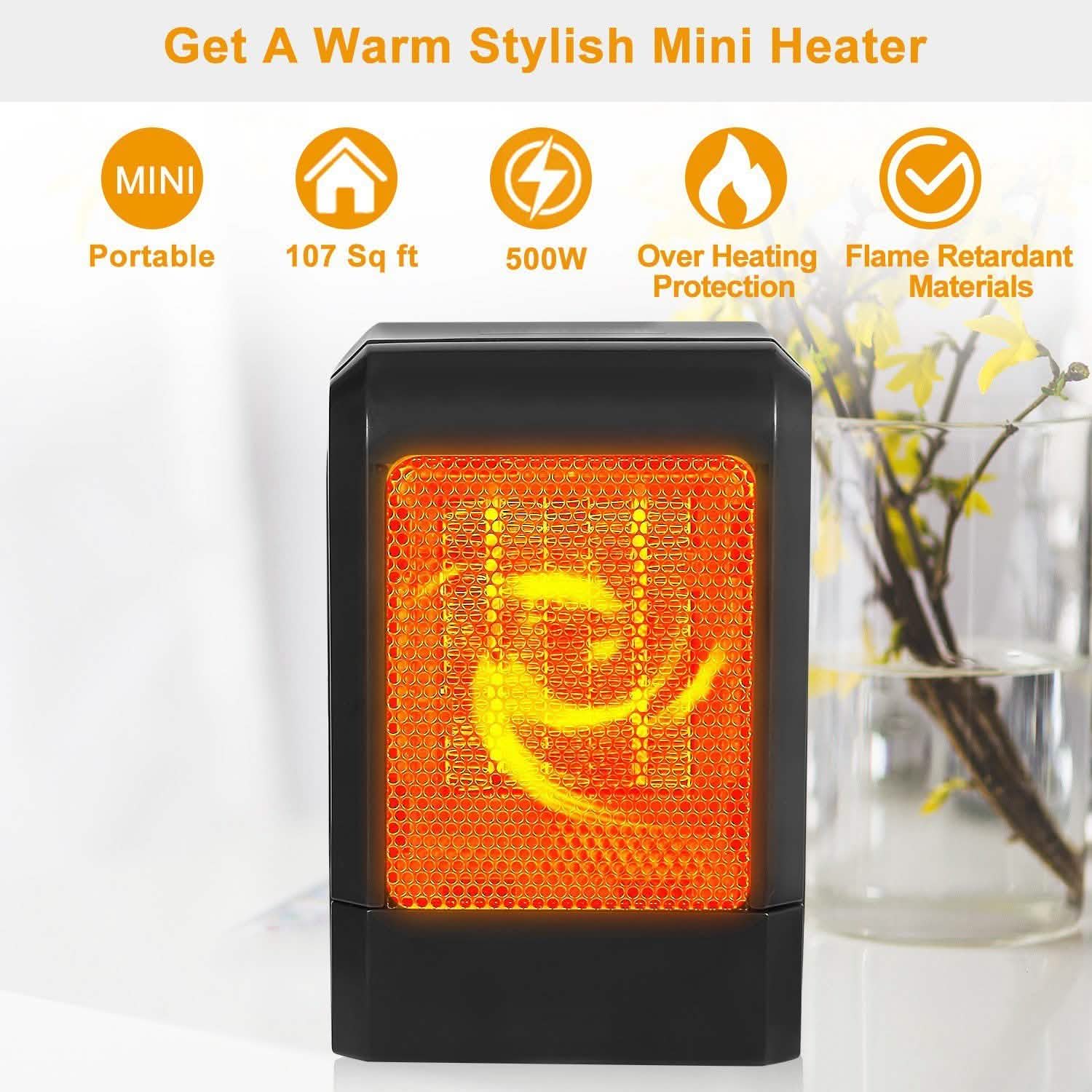 500W Ceramic Portable Electric Heater Household Appliances - Tophatter Daily Deals