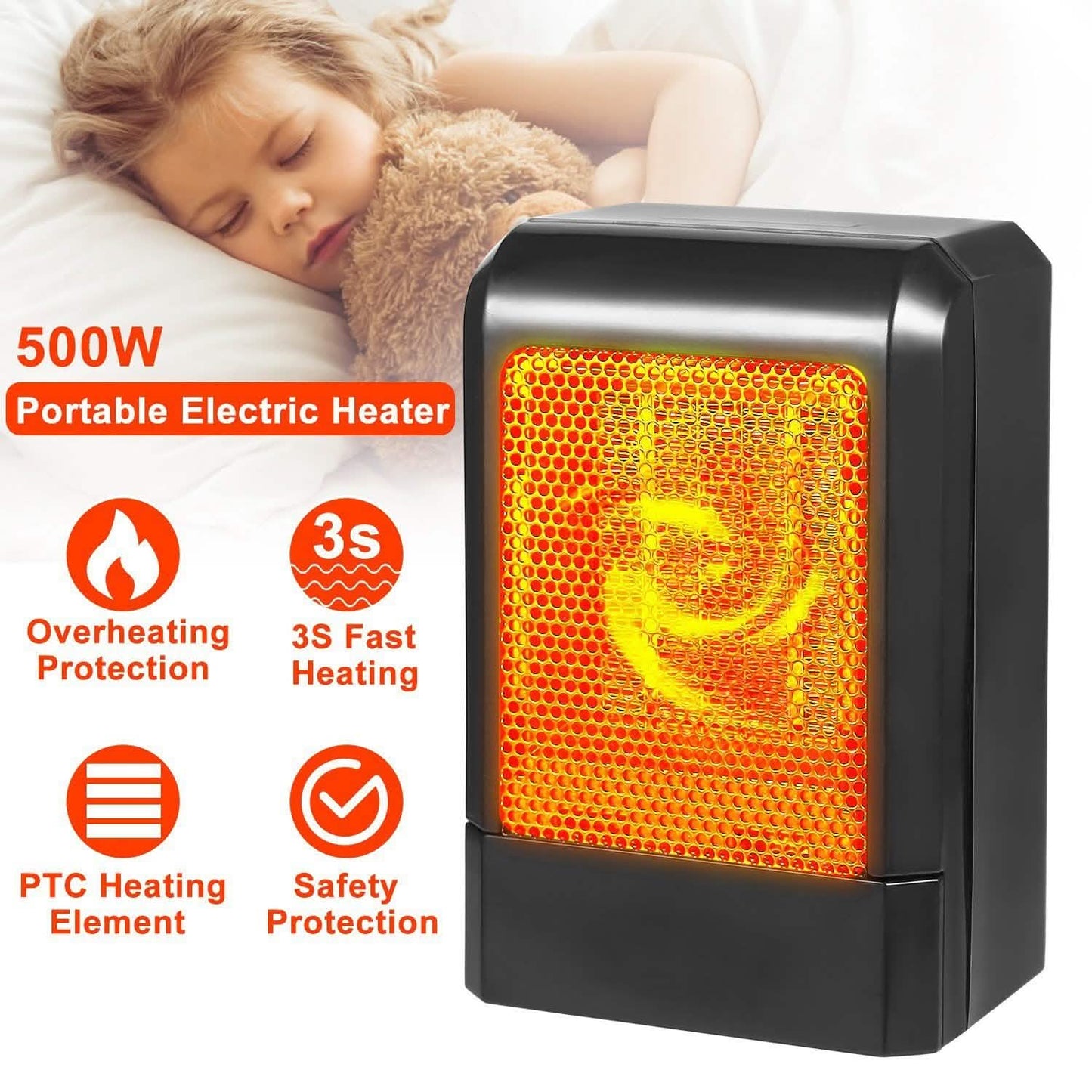 500W Ceramic Portable Electric Heater Household Appliances - Tophatter Daily Deals
