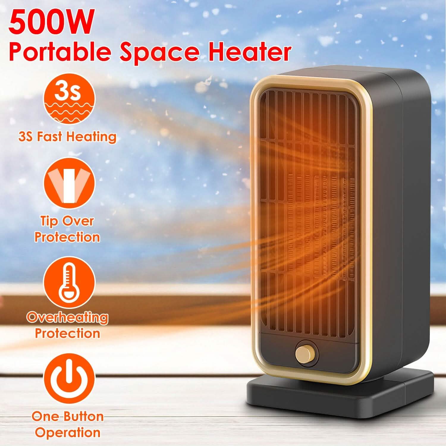 500W Portable Electric Heater Household Appliances - Tophatter Daily Deals