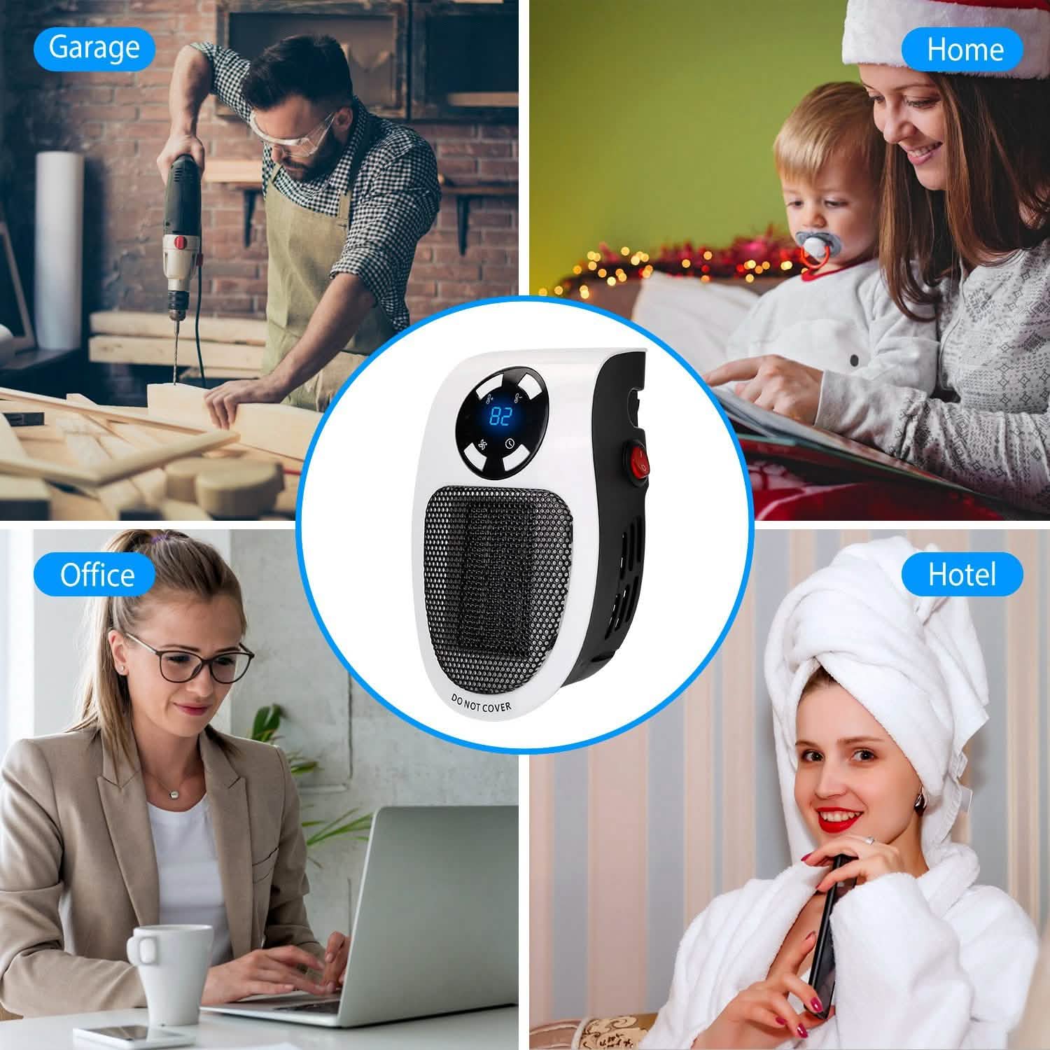 500W Portable Heater Fan Wall Outlet with Remote Control Household Appliances - Tophatter Daily Deals