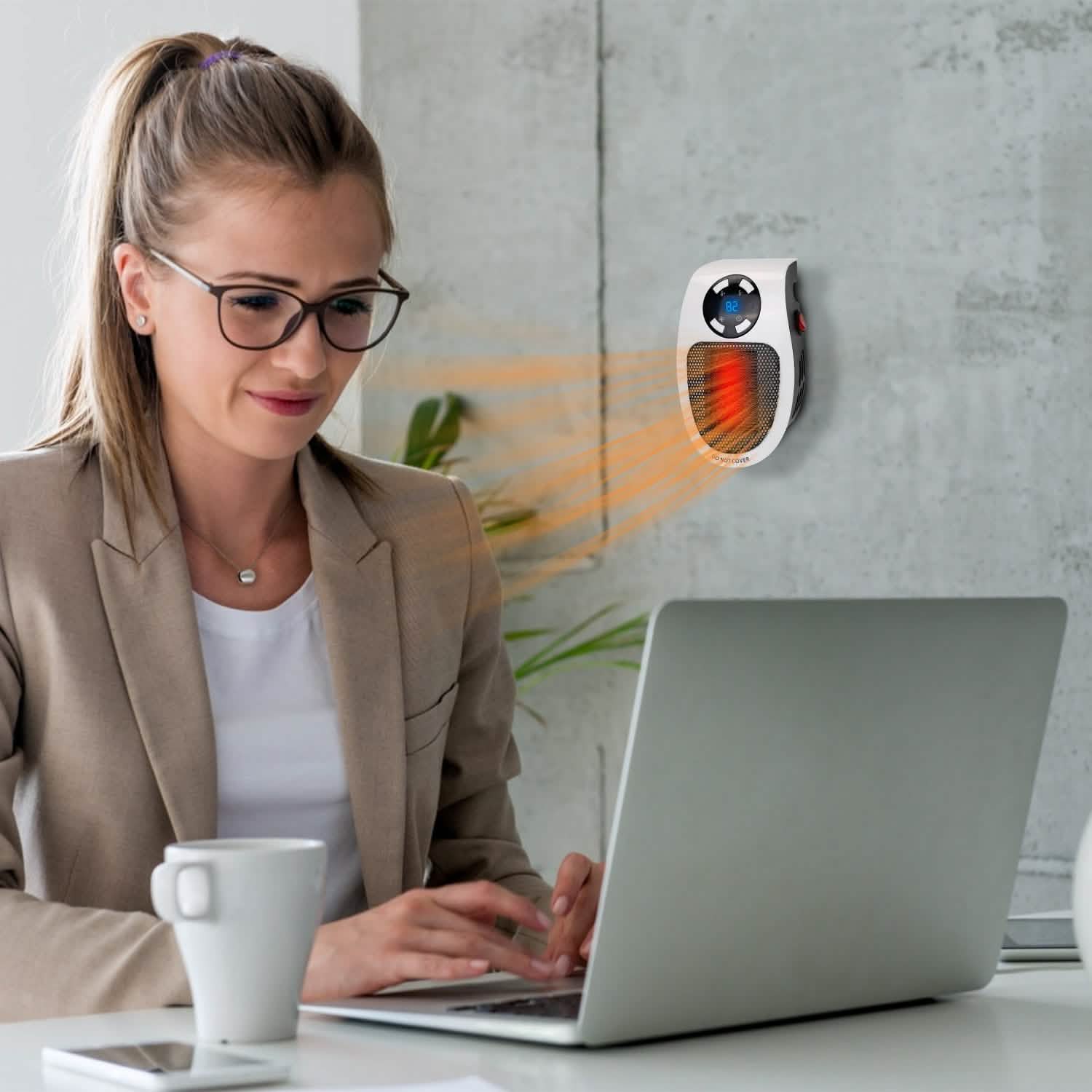 500W Portable Heater Fan Wall Outlet with Remote Control Household Appliances - Tophatter Daily Deals