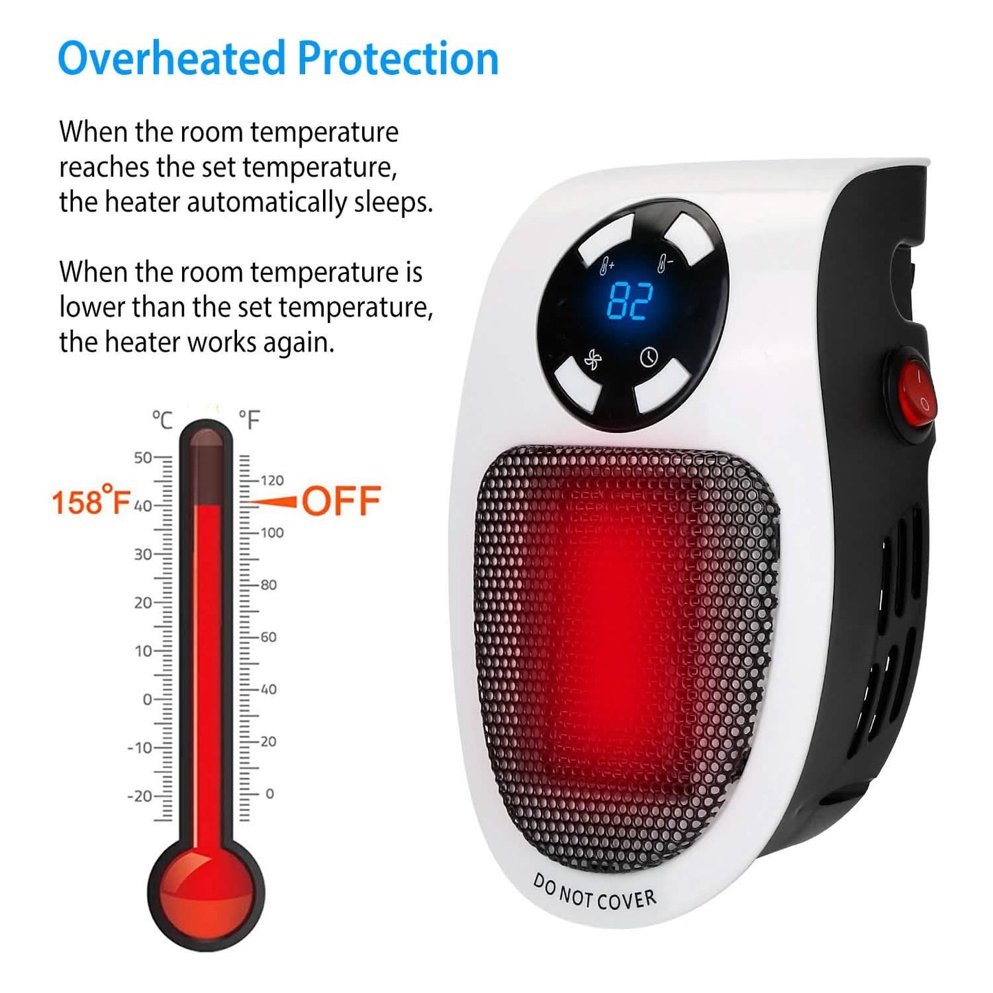 500W Portable Heater Fan Wall Outlet with Remote Control Household Appliances - Tophatter Daily Deals