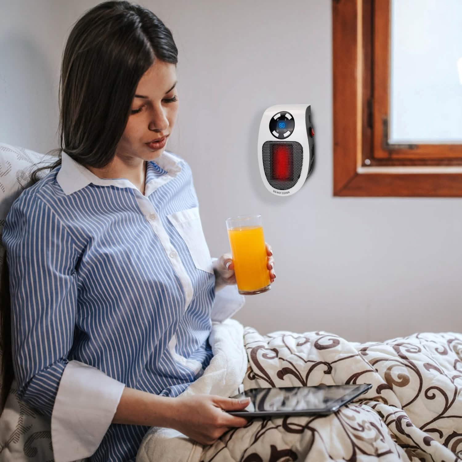 500W Portable Heater Fan Wall Outlet with Remote Control Household Appliances - Tophatter Daily Deals