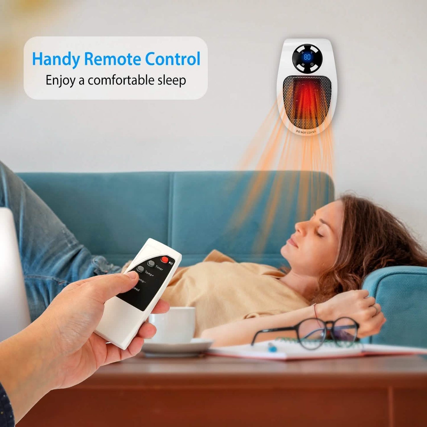 500W Portable Heater Fan Wall Outlet with Remote Control Household Appliances - Tophatter Daily Deals