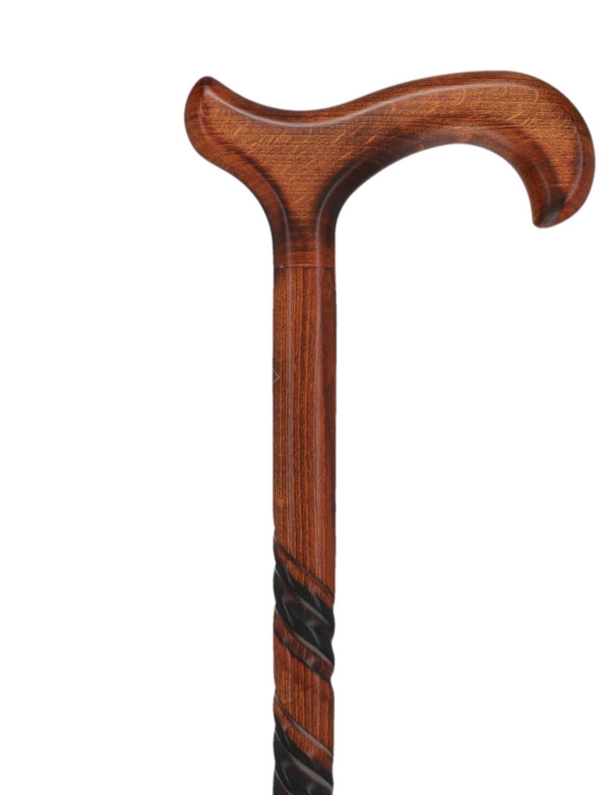 Spiral Carved Walking Cane - Derby Handle, Cherry Stain Hand Carved Artisan - Tophatter Daily Deals