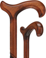 Spiral Carved Walking Cane - Derby Handle, Cherry Stain Hand Carved Artisan - Tophatter Daily Deals