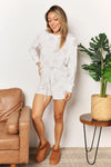 Double Take Floral Long Sleeve Top and Shorts Loungewear Set Loungewear Sets - Tophatter Daily Deals