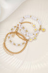 White 4pcs Daisy Pearl Beaded Chain Bracelet Set Bracelets - Tophatter Daily Deals