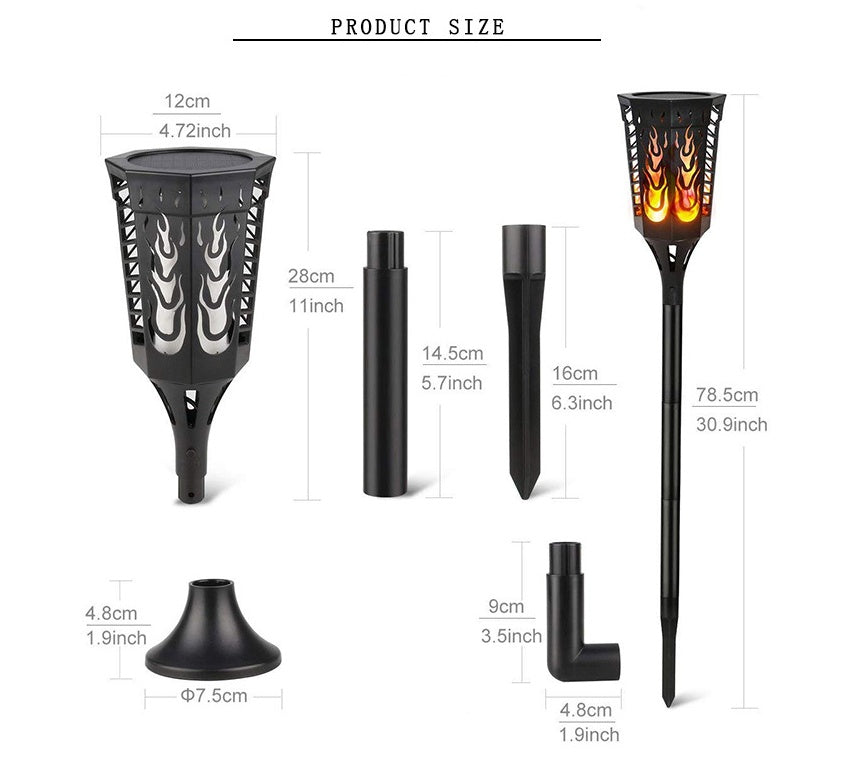 Anti-True Flame Solar Torch Light 96Led Black 0 - Tophatter Daily Deals