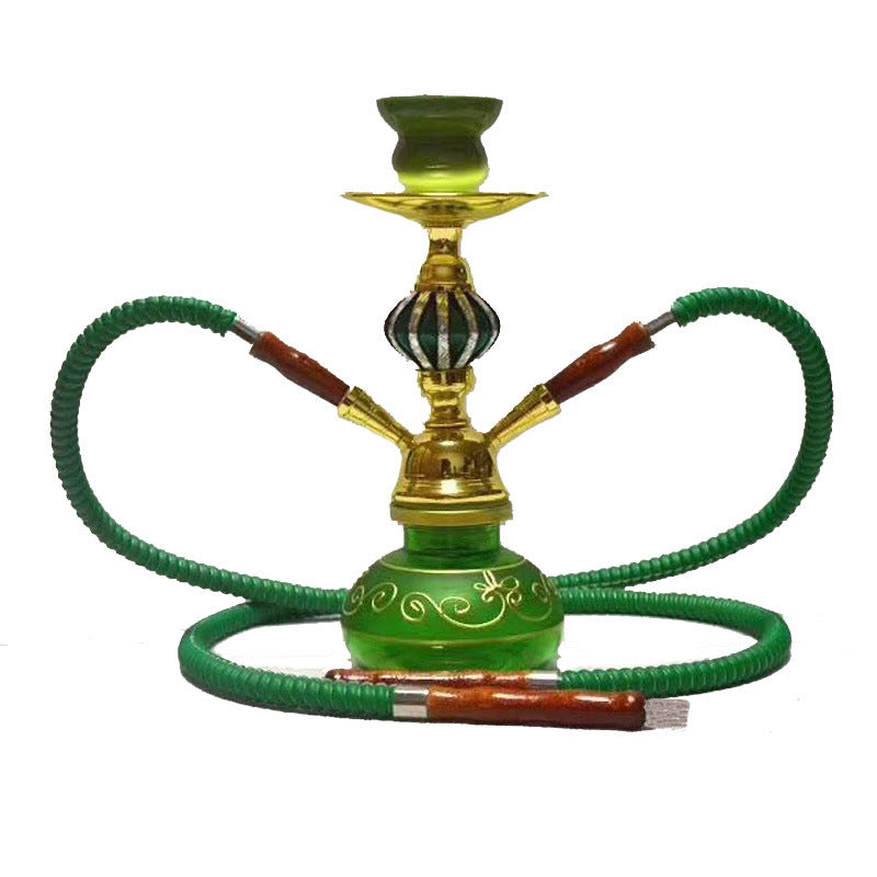 Bar Ktv Hookah Full Set Bar Arabian Culture Water Pipe Double Pipe Pipe Green 0 - Tophatter Daily Deals