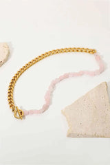 Stainless Steel Half Bead Half Chain Necklace Necklaces - Tophatter Daily Deals