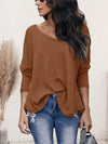 V-Neck Long Sleeve T-Shirt Camel Women's T-Shirts - Tophatter Daily Deals