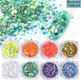 8 Box Mix Glitter Nail Art Powder Flakes Set 04color 0 - Tophatter Daily Deals