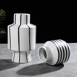 Black And White Striped Ceramic Vase Light Luxury Modern Home 0 - Tophatter Daily Deals