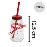 Snowman-Shaped Glass Drinking Jar with Lid and Straw | Christmas Mason Jar Drinking Jar - Tophatter Daily Deals