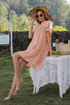 Swiss Dot Round Neck Flutter Sleeve Dress Casual Dresses - Tophatter Daily Deals