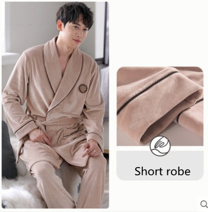 Burgundy island velvet fabric winter unisex flannel robe for men & women 0 - Tophatter Daily Deals