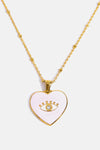 Heart & Evil Eye Shape 18K Gold Plated Pendant Necklace Blush Pink One Size Necklaces - Tophatter Daily Deals