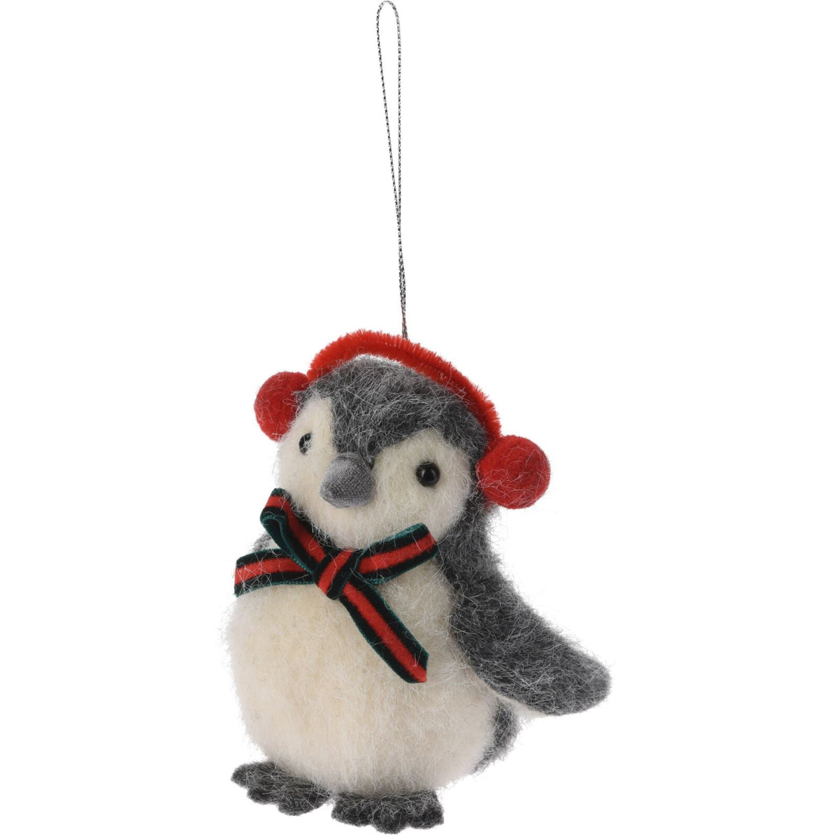 Penguin Christmas Bauble | Grey Wool Penguin Christmas Tree Ornament - 11cm Baubles - Tophatter Daily Deals