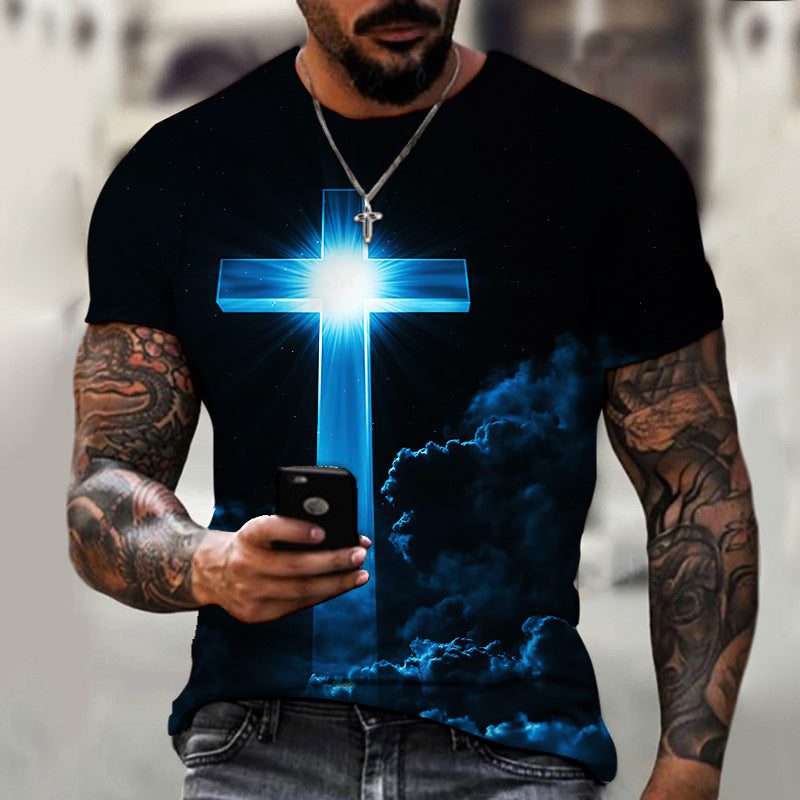 3D Printing Hip Hop Loose Short Sleeve Streetwear Plus Size Men's Knitwear 0 - Tophatter Daily Deals
