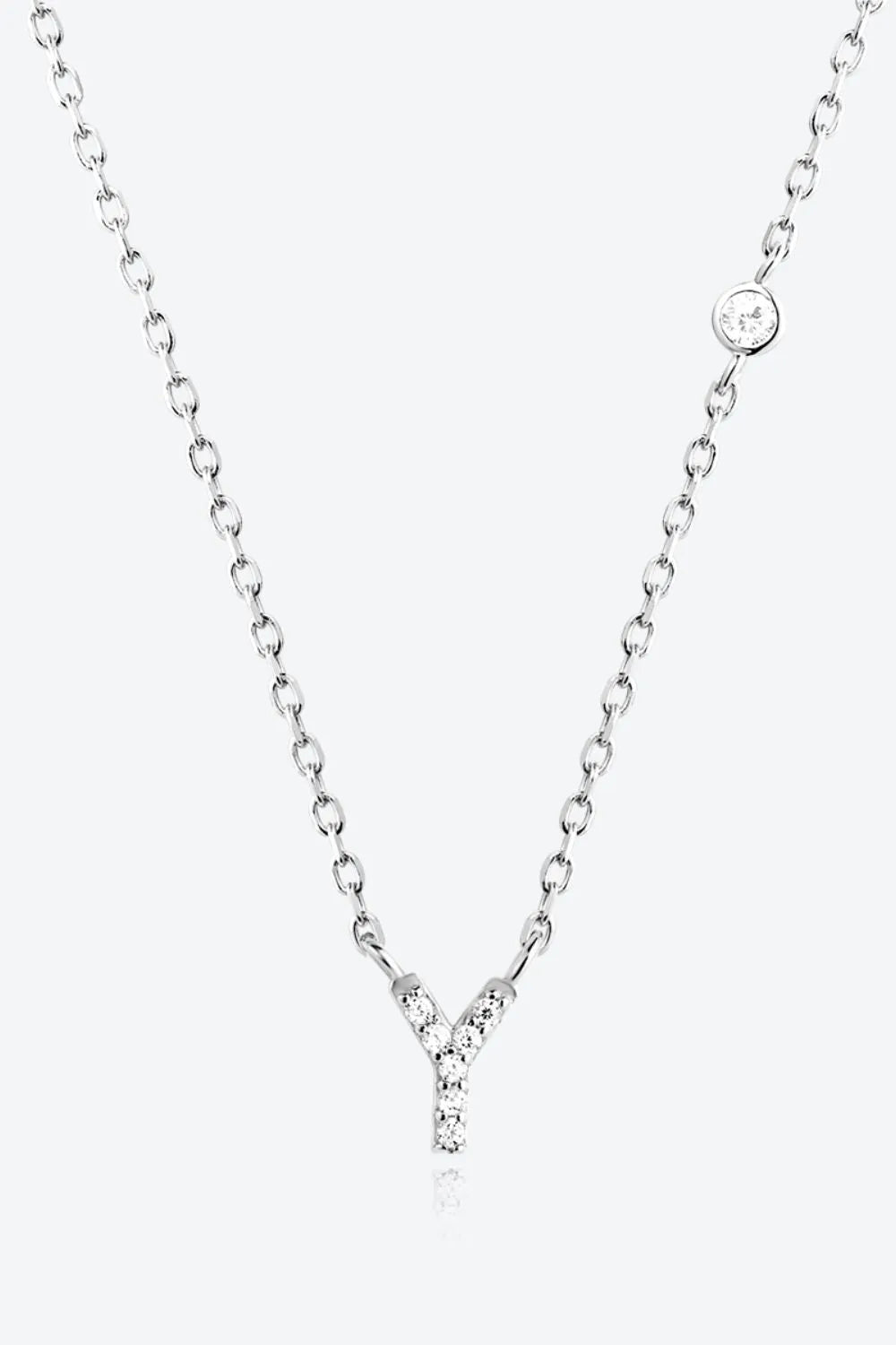 V To Z Zircon 925 Sterling Silver Necklace Y Silver One Size Necklaces - Tophatter Daily Deals
