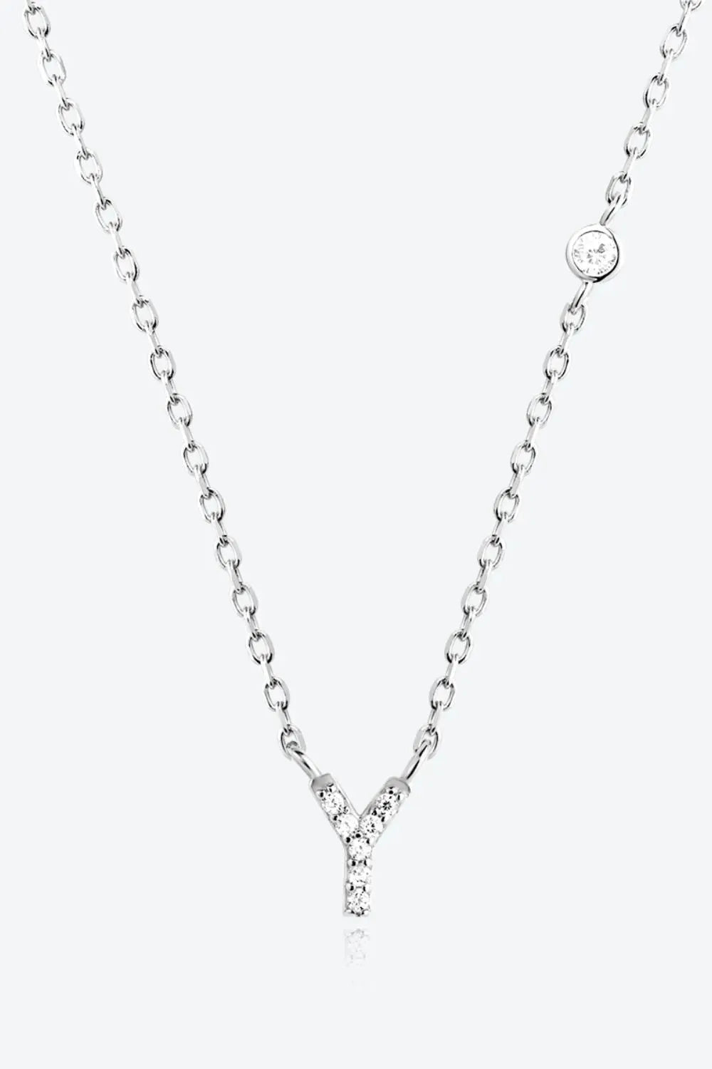 V To Z Zircon 925 Sterling Silver Necklace Y Silver One Size Necklaces - Tophatter Daily Deals