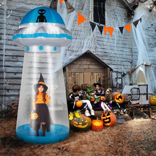 Inflatable UFO 8.8 Ft Yard Decor Halloween 2025 LED 3D Changing Face Moving Picture Frame - Tophatter Daily Deals