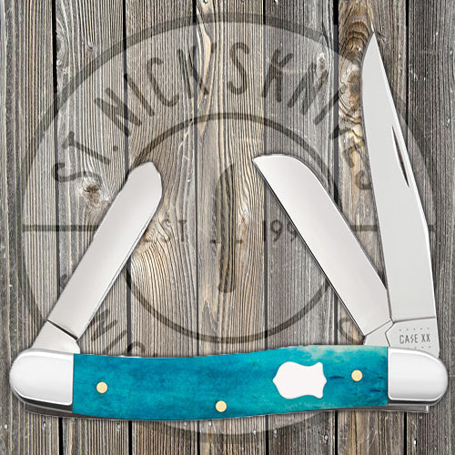 Case Medium Stockman - Smooth Caribbean Blue Bone - 50663 Traditional Knives - Tophatter Daily Deals