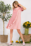 Celeste Full Size Decor Button Short Sleeve Dress with Pockets Casual Dresses - Tophatter Daily Deals