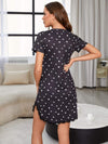 Heart V-Neck Short Sleeve Lace Trim Night Dress Sleep Dresses - Tophatter Daily Deals