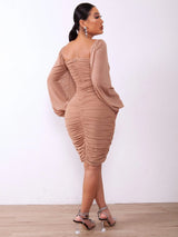 Zip-Back Ruched Bodycon Dress Cocktail Dresses - Tophatter Daily Deals