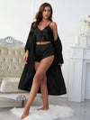 Satin V-Neck Cami, Shorts, and Belted Robe Pajama Set Loungewear Sets - Tophatter Daily Deals