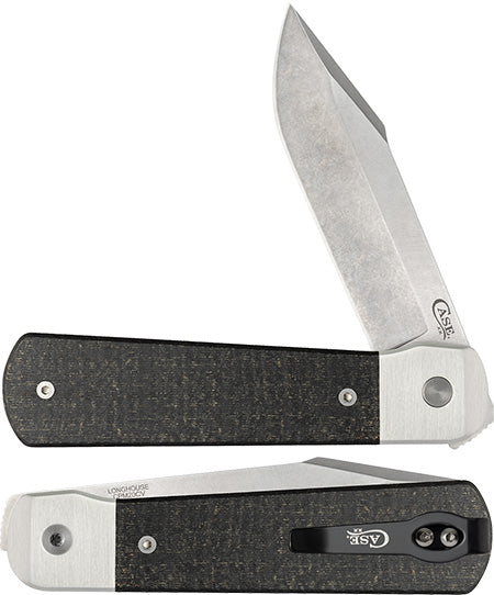 Case Knives Longhouse - Liner Lock - CPM-20CV - Black Burlap Micarta - 50190 Knives - Tophatter Daily Deals