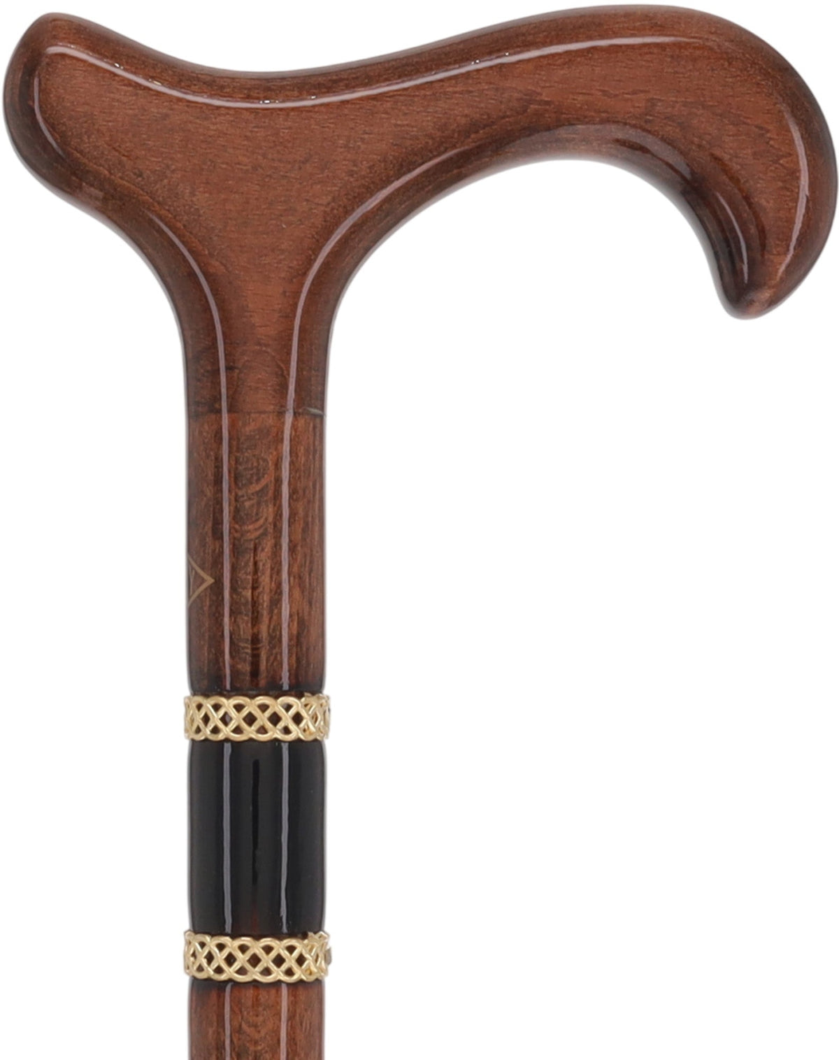 Gold Rings & Walnut Braided Derby Cane: Elegant Design Derby Classic Walking Canes - Tophatter Daily Deals