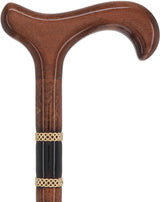 Gold Rings & Walnut Braided Derby Cane: Elegant Design Derby Classic Walking Canes - Tophatter Daily Deals