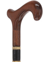 Gold Rings & Walnut Braided Derby Cane: Elegant Design Derby Classic Walking Canes - Tophatter Daily Deals